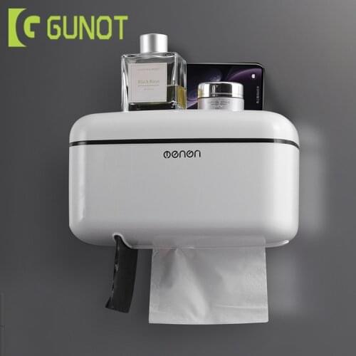 GUNOT Toilet Paper Holder Home Bathroom Storage Box Wall-mounted Toilet Paper Dispenser Multifunction Bathroom Accessories