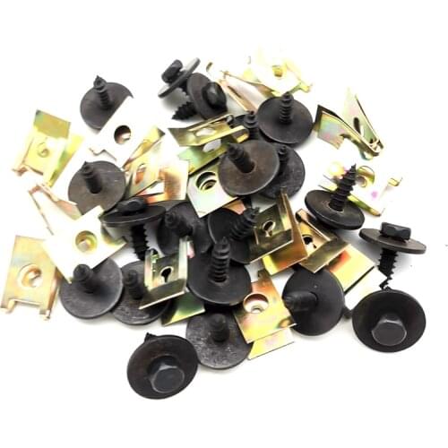 40pcs Car Body Panel Fender Fasteners Kit Hex Bolts + U-Nut Speed Clips For BMW