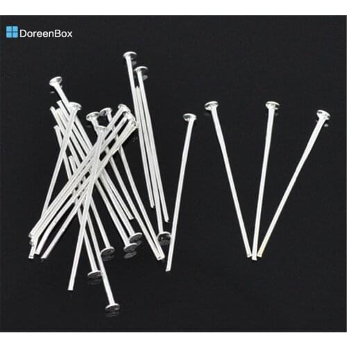 Doreen Box Lovely 500PCs Silver color Head Pins 0.7x28mm(21 gauge) (B01532)