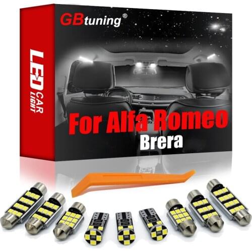 GBtuning Canbus LED Interior Light Kit 9Pcs For Alfa Romeo Brera (2006-2008 2009 2010) Car Dome Bulb Reading Lamp Accessories