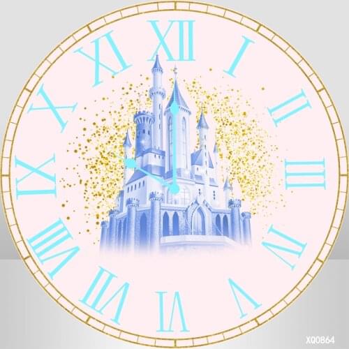 InMemory Baby Blue Round Circle Background Castle Time Clock Backdrop Photo Studio Elasticity Banner Customizable Time Photozone