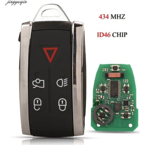Jingyuqin Remote Control Car Key 433Mhz ID46 PCF7953 Chip For Jaguar XF XK XKR 2007-2012 X-Type S-Type 5 Button Smart Fob