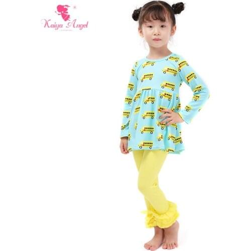 Kaiya Angel Girls Ruffle Outfits Baby Girl Clothes Fall Winter Long Sleeve Factory wholesale Christmas Halloween Set