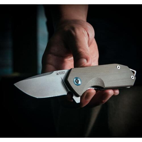 KUBEY KU203 EDC Flipper Knife, Tanto D2 Blade and G10 Handle Outdoor Folding Knife with Metal Pocket Clip for Camping Hiking