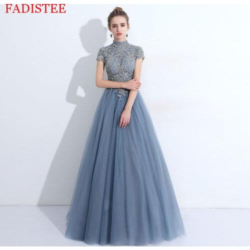 Lace Appliques Short Sleeves Prom Party Evening Dresses Vestido De Noiva Robe De Soirée De Mariage Playa Formal A-line