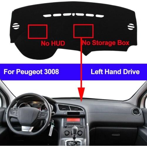 Car Dashboard Cover Dashmat For Peugeot 3008 2013 2014 2015 2016 2017 2018 Without HUD No Starage Box Auto Dash Mat Pad Carpet