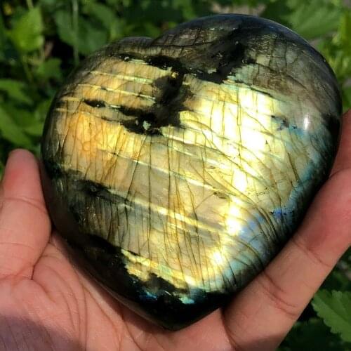 Labradorite Heart Moonstone Positive Energy Reiki Gems Crystal Heart Healing