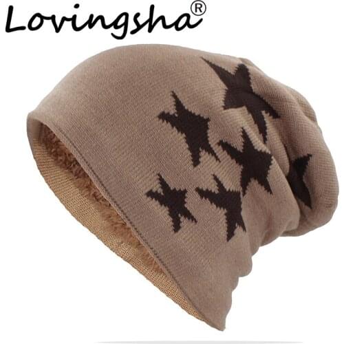LOVINGSHA Knitted Winter Warm Hat For Women Adult Unisex Autumn Outdoor Wool Thick Men Skullies Beanies Casual Cotton Cap HT150