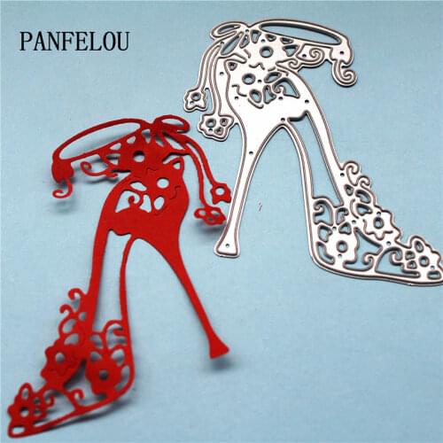 PANFELOU Metal craft Lace high-heeled shoes paper die cutting dies for Scrapbooking/DIY Easter wedding Halloween cards