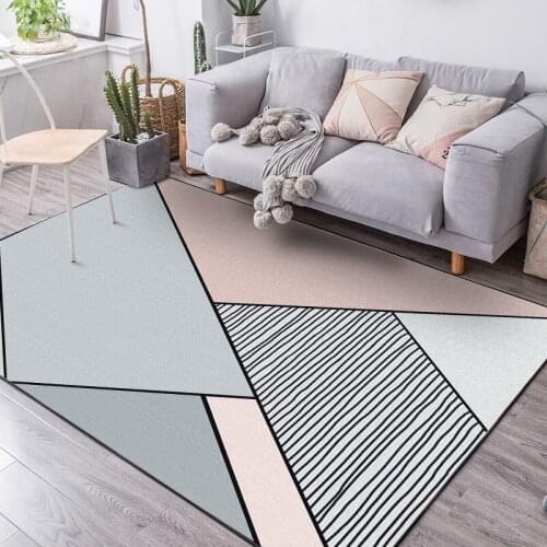 Fashion Nordic geometric gray pink color floor mat Bedroom bedside rug living room kitchen mat plush non-slip carpet custom made
