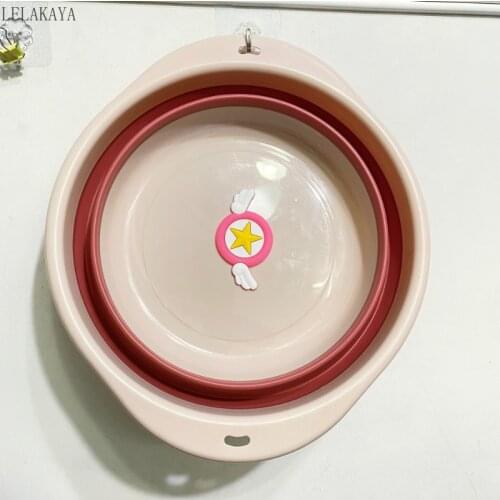 Cartoon Card Captor sakura Foldable Basin Student Dormitory Bucket Travel Portable Accessor Bathroom Vegetable Washing