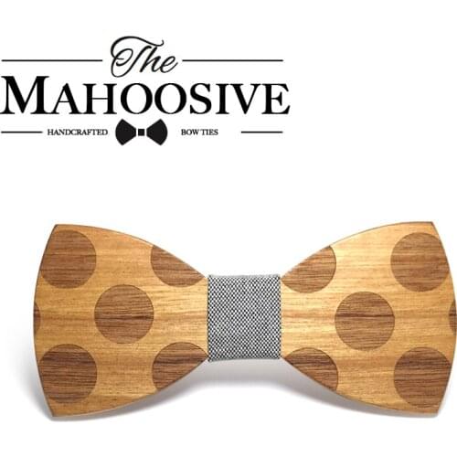 Mahoosive Novelty Solid Dot Wood Bow Tie For Men Classic Wooden Bowties Neckwear Creative Handmade Butterfly Wood Tie Gravata