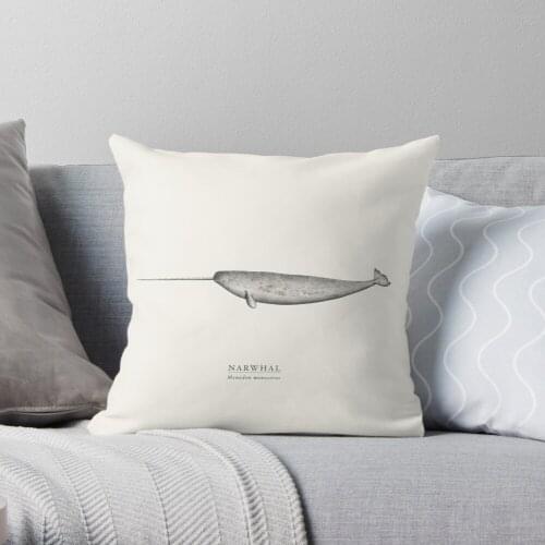 Narwhal Throw Pillow Cushion Cover Polyester throw pillows case on sofa home living room car seat decor 45x45cm