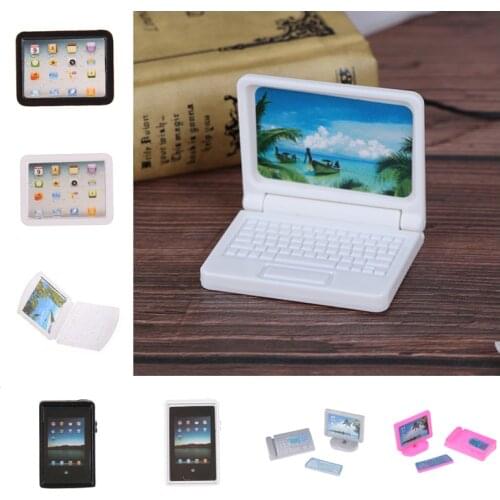 1:12 Scale Laptop Mini-Tablet Computer Toy Dollhouse Miniature Toy Doll Food Kitchen Living Room Decoration Accessories