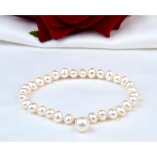 NYMPH Real Natural Freshwater Pearl Bracelet 18K Buckle Handmade Bracelet Fine Jewelry Wedding Gift for Women B575
