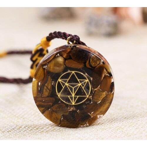 Orgonite Necklace Energy Patch Tiger Eye Pendant Reiki Healing Chakra Energy Necklace Meditation Jewelry