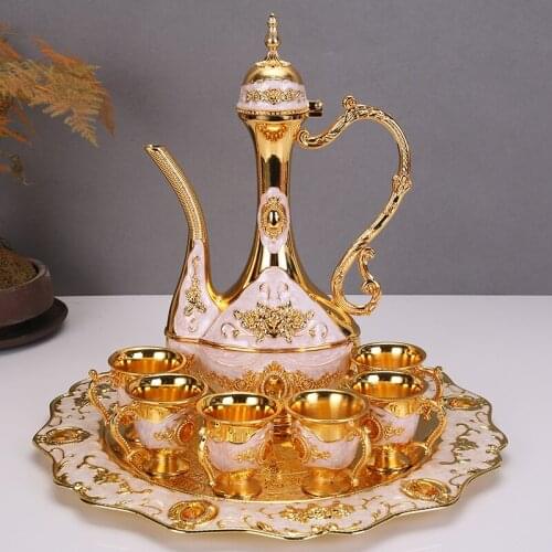 Russian metal wine set creative European style liquor glass jug living room high-end household one-piece wine glass decoration