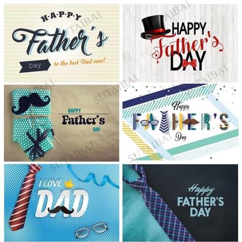 Happy Fathers Day Backdrop Bow-tie Beard Party Gift for Father Photo Background Dad Family Party Decoration Wallpape