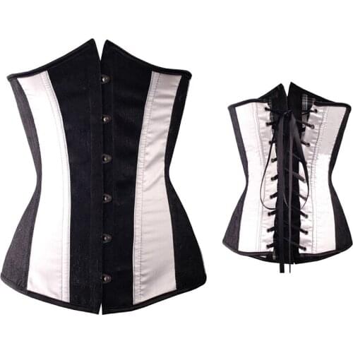 Sexy Women Bustier White Black Corset Lace Up Gothic Lingerie Bustiers Top Underbust Body Shaper Waist Trainer