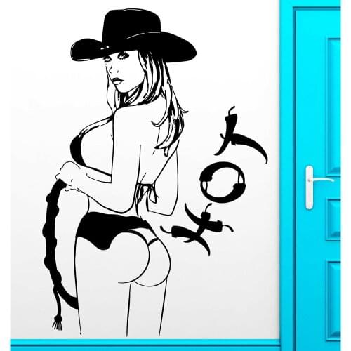 Sexy Girls Wall Sticker Hot Sexy Girls Window Vinyl Decal Decor Super Sexy Girl Teen Butt Cowgirl Home Bedroom Decor M105