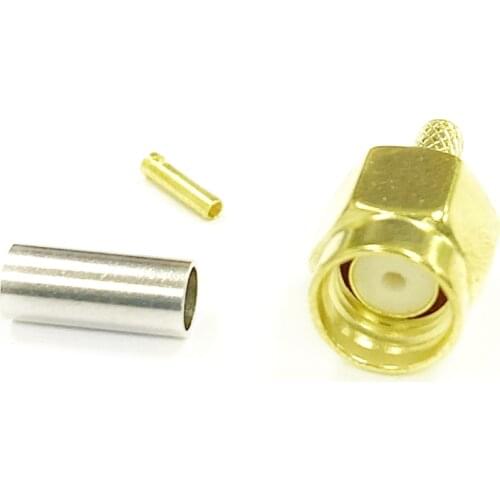 1pc RP SMA Male Plug RF Coax Connector Crimp RG316 , RG174, LMR100 Cable Connector Straight Goldplated NEW wholesale