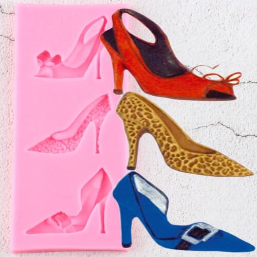 High Heeled Shoes Resin Silicone Mold Chocolate Cupcake Topper Fondant Molds DIY Cake Decorating Tools Lollipop Candy Clay Molds