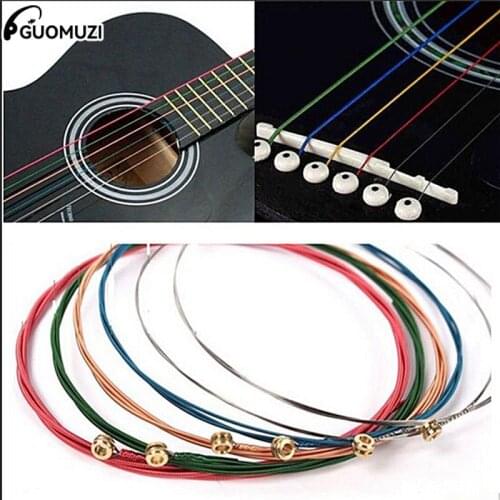 1 Set 4/5/6Pcs Rainbow Colorful Guitar Strings E-A For Acoustic Folk Guitar Classic Guitar Multi Color