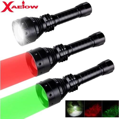 T67 LED Hunting LED Flashlight Tacticel Torch Lantern White/Red/Green Recharge Flashlight 1300-300 LM Light with 18650 Battery