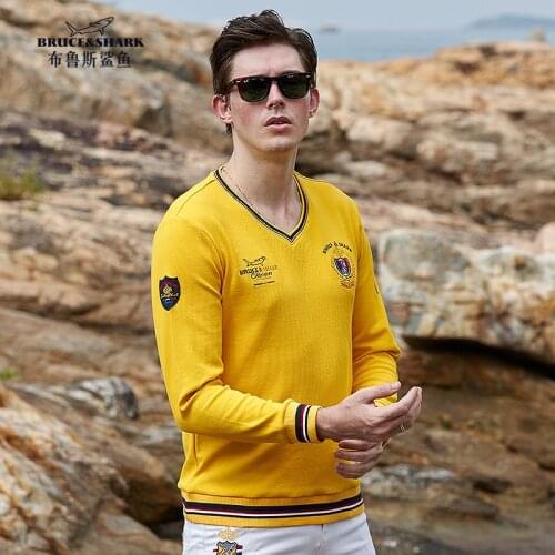 Bruce &shark Top Quality Men Sweater Winter Embroidery Casual Fashion Long Sleeve Male Sweater Loose Knit Sweater Big size 4Xl