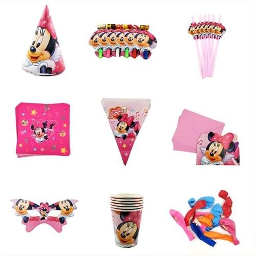 Minnie Mouse Theme Kids Birthday Party Decoration Cartoon Mickey Event Party Supplies Baby Shower Birthday Party Pack Gifts