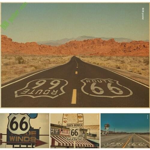 Vintage Home Decor Mother Road retro kraft paper Route 66 No. 66 road Retro Poster House decoration wall sticker