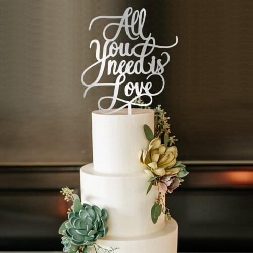 XY-all you need is love Cake Topper Personalized Wedding Cake Topper Custom date Cake Topper wood Wedding Decoration