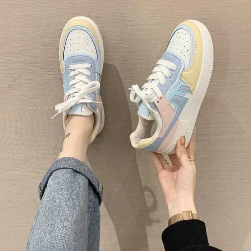 2021 Spring Womens Sneakers Platform Med Heel Ladies Shoe Wear-resisting Comfortable Leather Casual Shoes Women Vulcanized Shoes