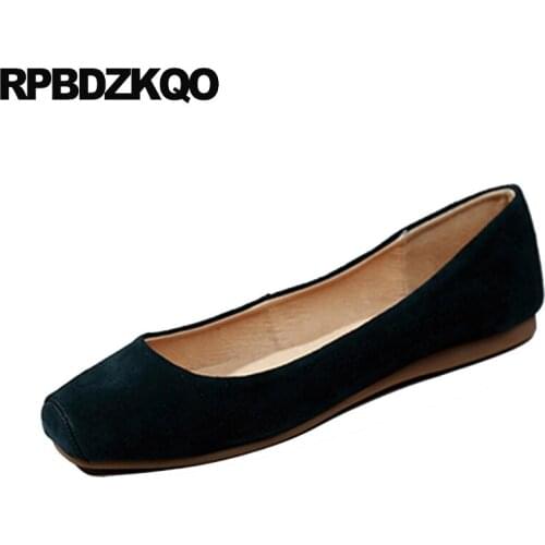 Square toe black factory direct suede designer shoes women luxury 2019 ballet gold ballerina snake korean flats ladies china