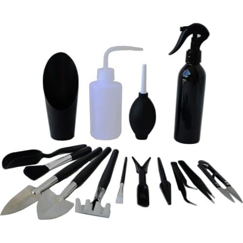 15PCS/set Black Mini Garden Hand Tools Transplanting Tools Miniature Planting Gardening Bonsai Tool For Succulents Plants Tools