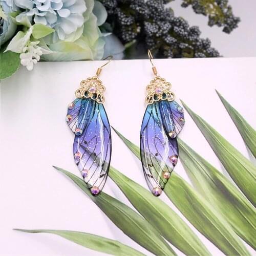 20 pcs Anime Butterfly Wing Earrings Demon slayer Kimetsu no Yaiba Kochou Shinobu Earrings Ear Clips Women Girls Bridal Jewelry