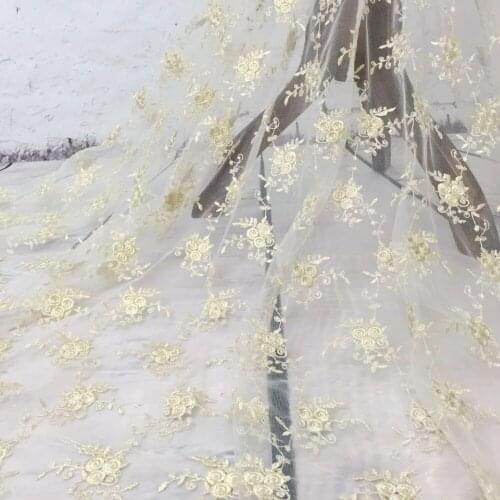 5yards French Tulle Lace Transparent Nets African Lace Fabric 2017 High Quality Gold Thread Embroidery Nigerian Lace For Dresses