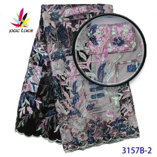 African Lace Fabric With Sequins 2020 Latest Sequin Fabric High Quality Tulle Sequins Lace Fabric For Evening Dresses