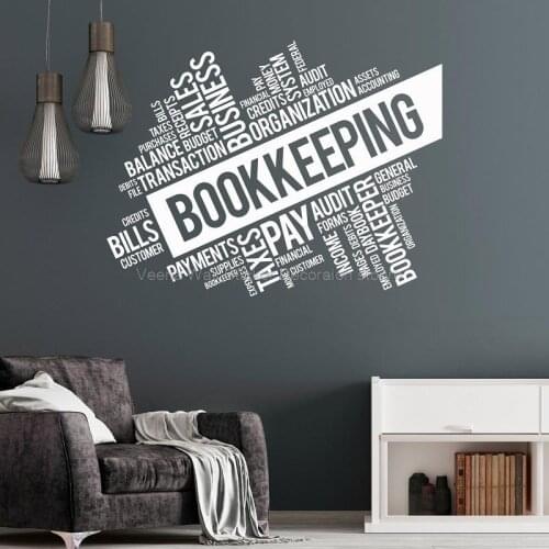 Bookkeeping Word Wall Sticker Text Typesetting Accounting Financial Services Office Window Door Decoration Vinyl Decal B1
