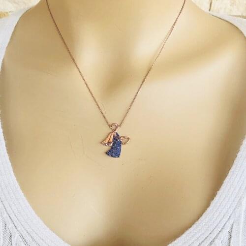 Free Angel 925 Sterling Silver Necklace Women Girls Gift Jewelry Accessories Fashion Handmade Elegant Chain