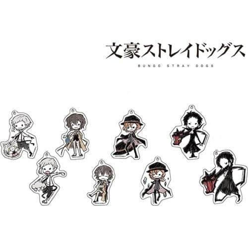 Anime Bungo Stray Dogs Dazai Edogawa Rampo Atsushi Bags Pendant Keychain Acrylic Keyring Cosplay Q Version Collectible Gift Toys