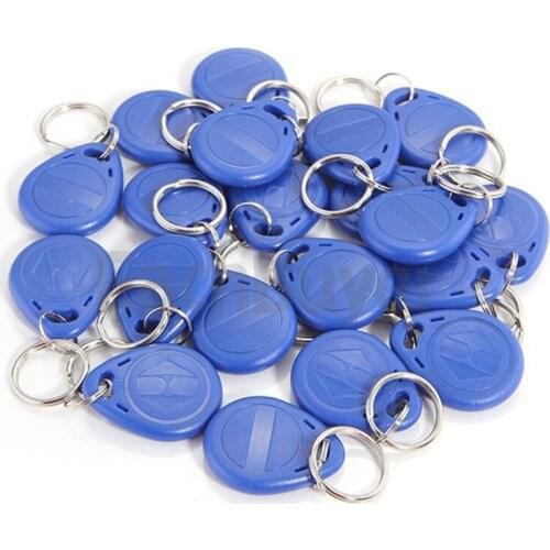 100pcs Blue RFID 125 khz EM4100 Key Tag Keyfobs Ring Chip Keytab TK4100 Tags 125khz Read Only ID cards