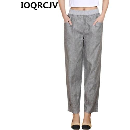 Womens Harem Pants 2019 Autumn Elastic High Waist Pants Cotton and Linen Loose Casual Pants Plus Size 4XL Female Trousers R501