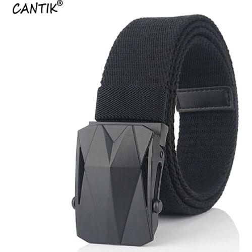 CANTIK Mens Quality Pure Cotton Canvas Belt Men All-around Clothing Jeans Accessories 3D Design Automatic Buckle Metal CBFJ0194