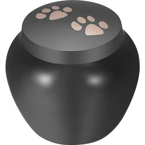 Black Cremation Urns for Pet Ashes - Ashes Holder Dog/Cat Paw Print Memorial Keepsake Bottle for Animal Ashes Funeral - Carved