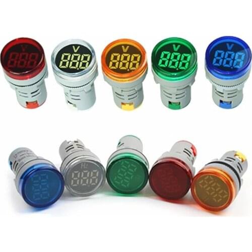 22MM Opening Hole Voltage Hertz Frequency Indicator Light Digital LED AC 60-500V Voltmeter Hertz Meter 0-99Hz 5 Colors