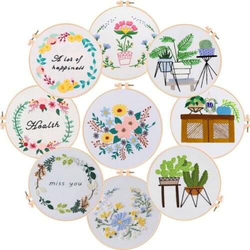 Plant Floral Decorative Embroidery, Embroidery Starter Kit for Beginners, Modern Embroidery Kits, Contains all Embroidery Tools