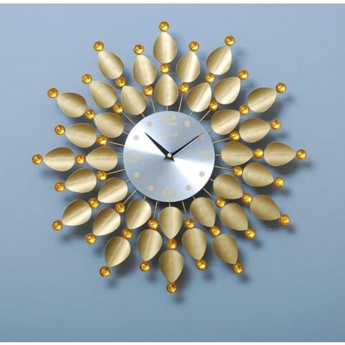 European Wrought Iron Wall Clock Wall Hangings Home Livingroom Quartz Clock Wall Mural Decoration Office Mute Clock Wall Sticker