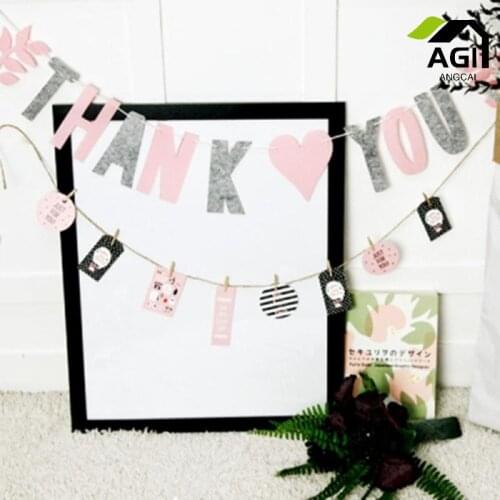 Felt garland "Thank you" "I love you" banner flag for Thanksgiving day,Mothers Day ,Fathers Day , wedding,holiday,party decor