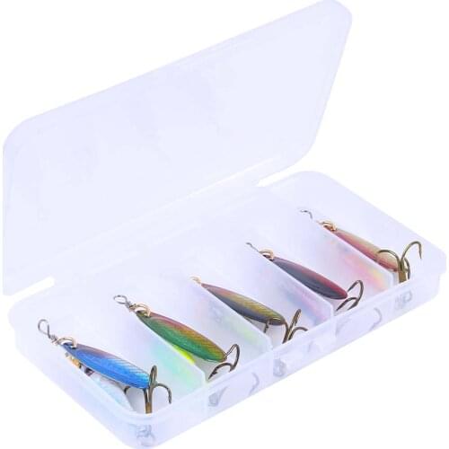 HENGJIA 5PCS Composite sequin color Fishing Lures Wobblers CrankBaits Shone Metal Sequin Trout Spoon for Carp Fishing Pesca box